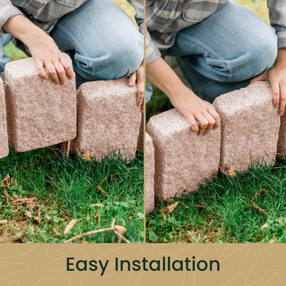 Beuta Landscape Edging | Garden Edging Border | Faux Stone Block XL for Lawn Edging, Flower Beds &