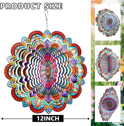 Goolyrusim Wind Spinner Mandala Sunflower, Wind Spinners for Yard Garden, 12in 3D Hanging Wind