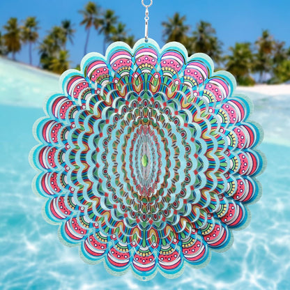 SPRING SONG Colorful Mandala Kinetic Wind Spinner for Yard and Garden Stainless Steel Spinner