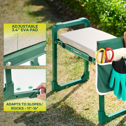 Saker Garden Kneeler and Seat Foldable Gardening Stool with Extendable Legs
