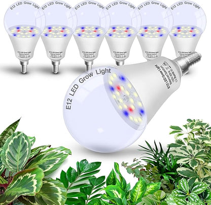 Grow Light Bulbs E12 Candelabra Small Screw Base for Indoor Plants Full Spectrum,Grow LED Light