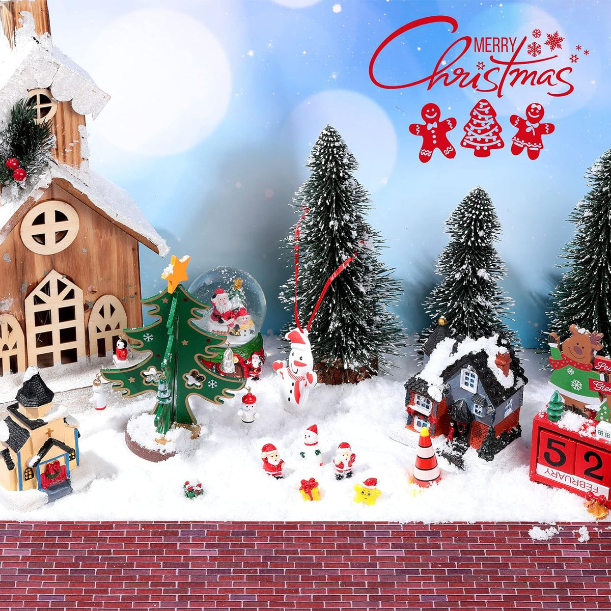 Marspark Christmas Village Accessories 5 x 50 Inch Christmas Miniature Road Village Street Mat Xmas