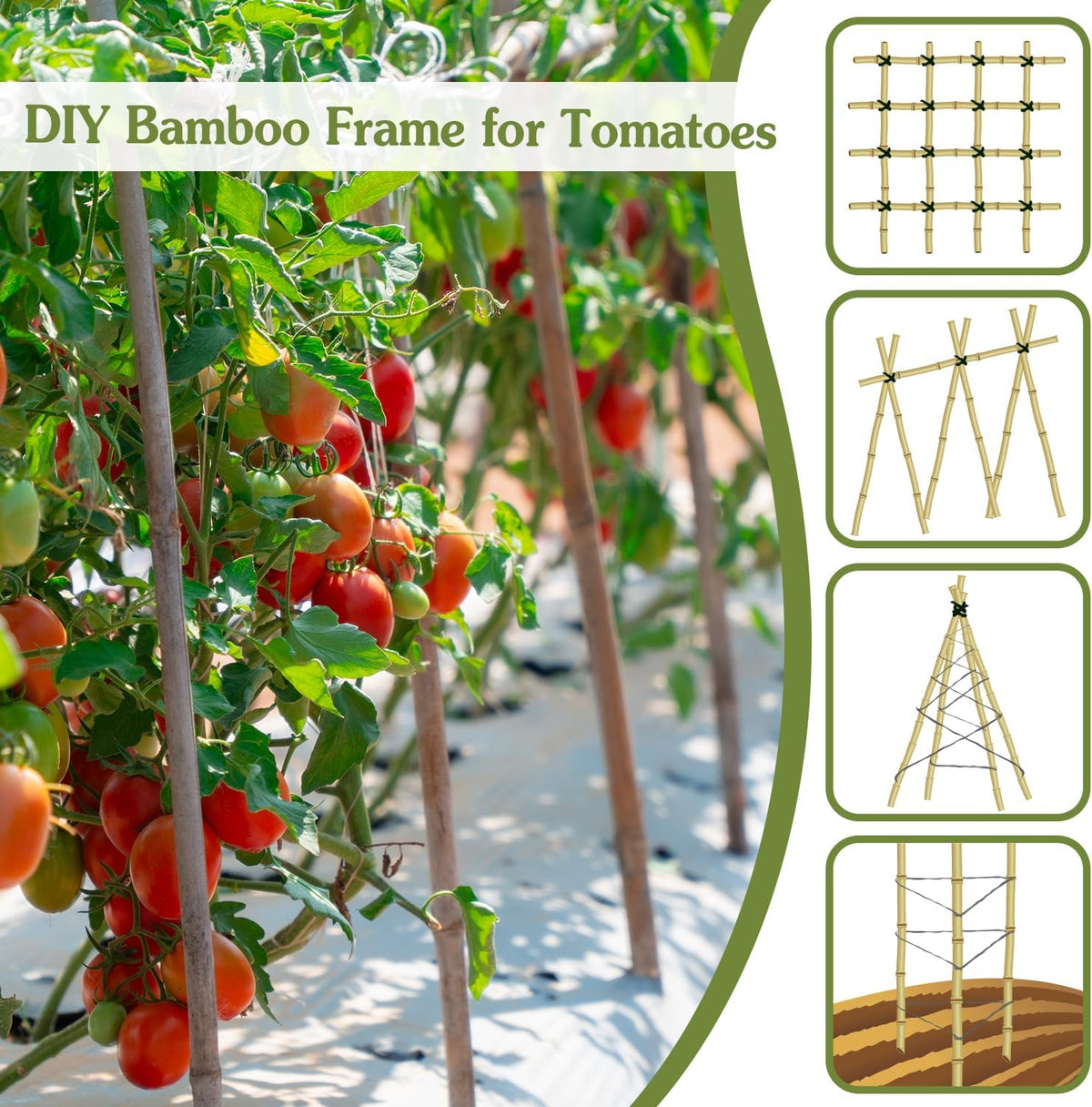 Plant Stakes 4FT, Natural Bamboo Stakes, HAINANSTRY 25Pcs Sturdy Bamboos Garden Stake, Bamboo
