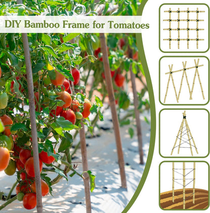 Plant Stakes 4FT, Natural Bamboo Stakes, HAINANSTRY 25Pcs Sturdy Bamboos Garden Stake, Bamboo