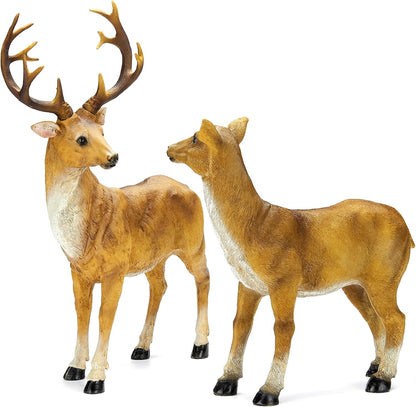JHVYF Adorable Resin Deer Statue Decor for Garden Yard Buck & Doe Lying Outdoor Sculptures for Home