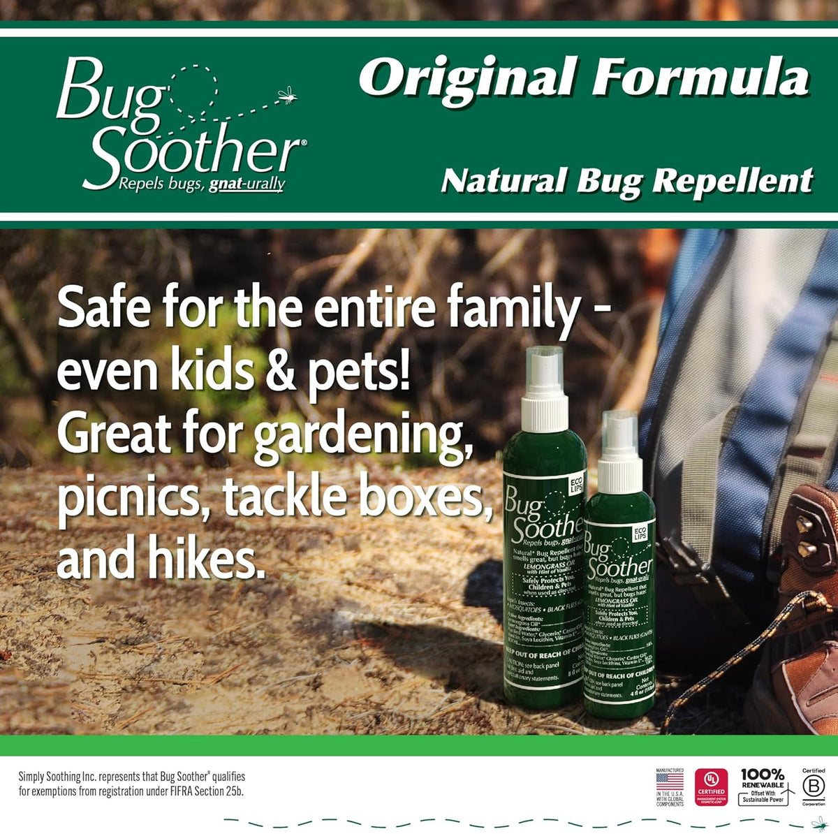 Bug Soother Spray (4 bottle, 2 oz) - Natural Mosquito, Gnat and Insect Deterrent & Repellent with