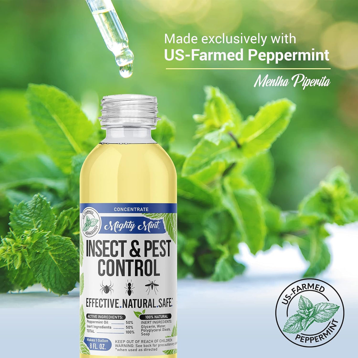 Mighty Mint Peppermint Oil Insect Repellent Concentrate– Natural Indoor & Outdoor Bug Control for