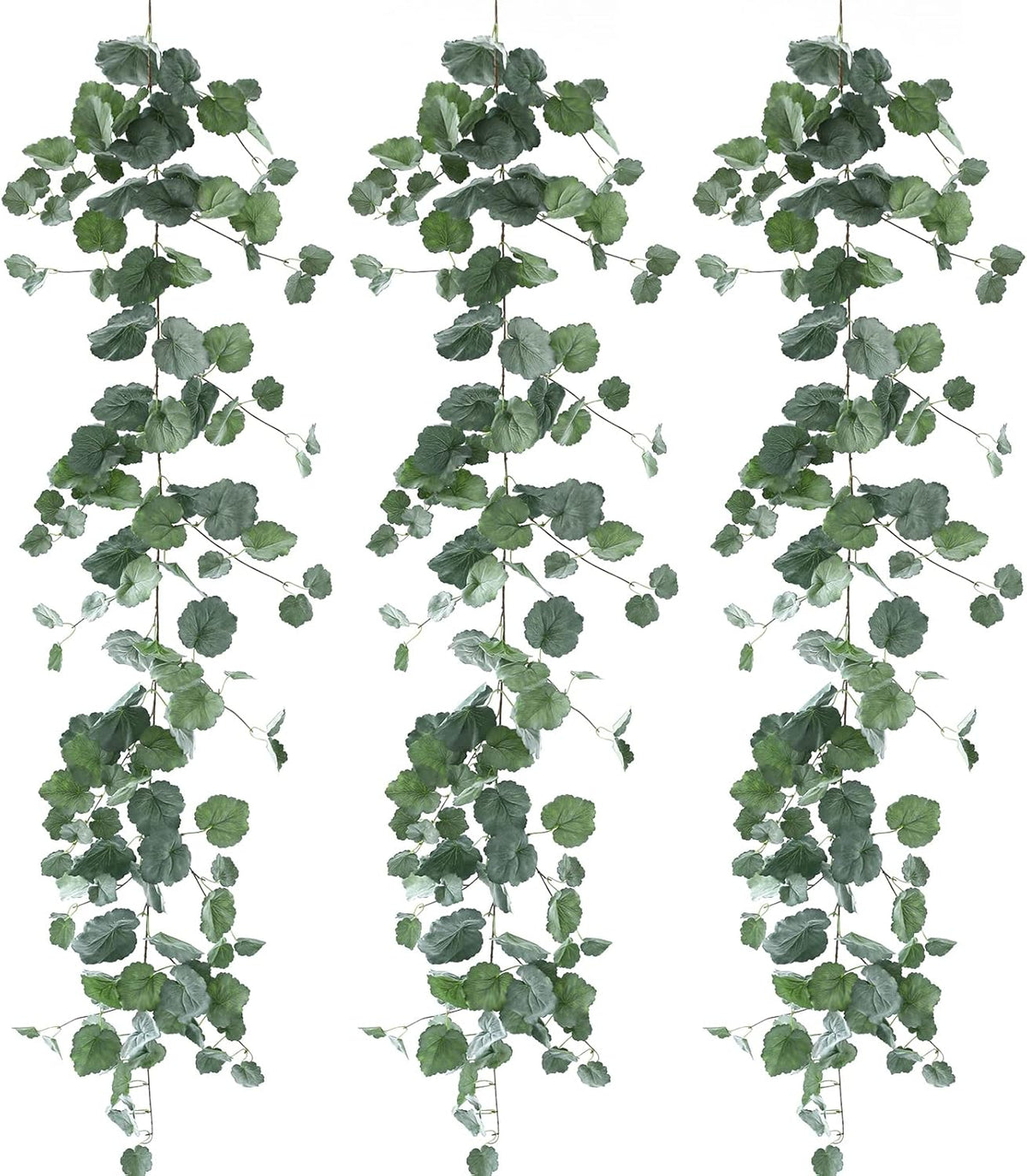 3 Strands Begonia Artificial Vines, 67" Silk Vine Garland with Green Leaves, Fake Hanging Plants