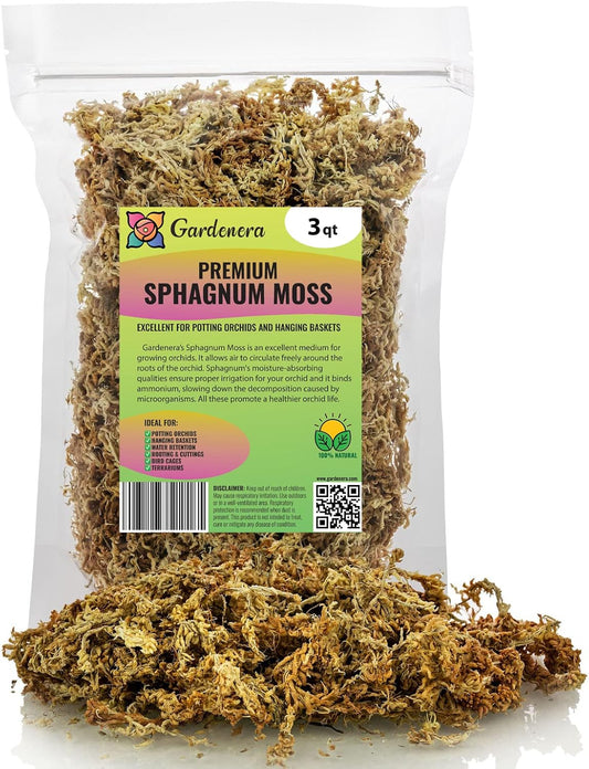 Premium New Zealand Sphagnum Moss by Gardenera - Organic Hand Mixed Long Fibered Sphagnum Moss