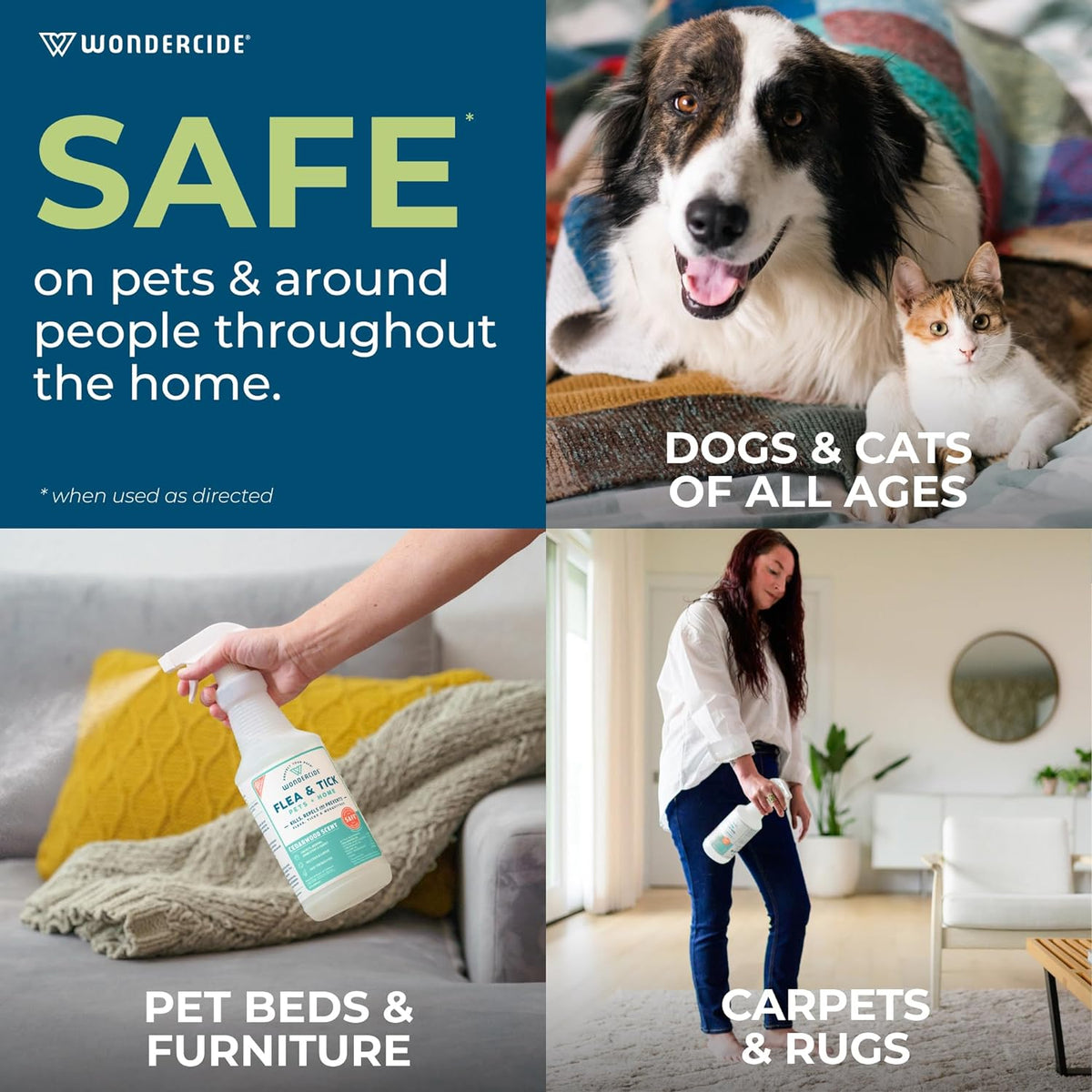 Wondercide - Flea, Tick & Mosquito Spray for Dogs, Cats, and Home - Flea and Tick Killer, Control