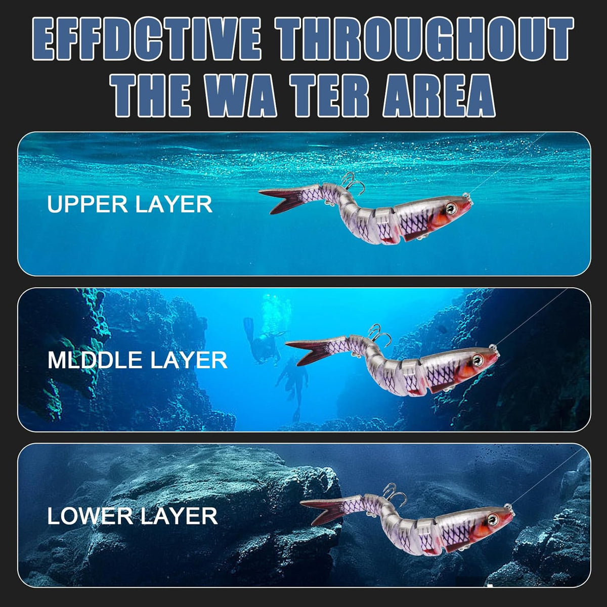 Fishing Lures for Bass Trout Topwater Multi Jointed Swimbaits Slow Sinking Bionic Swimming Lures