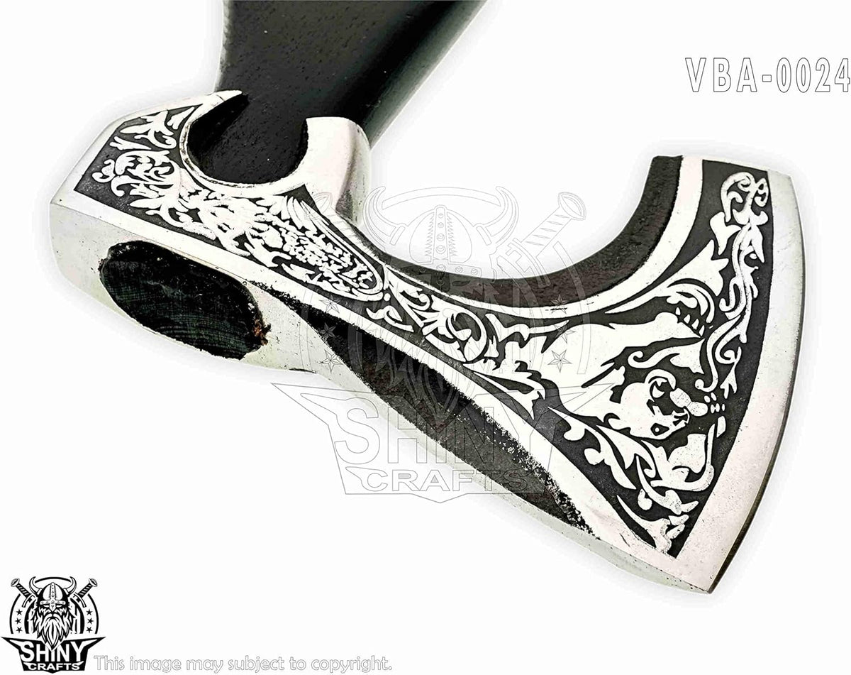 SHINY CRAFTS-Camping Axe Tomahawk Viking Bearded Axe Handmade Viking Axe with Ashwood Handle Viking