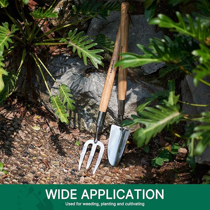 Berry&Bird Garden Trowel with Long Handle, 23.43in Stainless Steel Short Shovel with Wood Handled