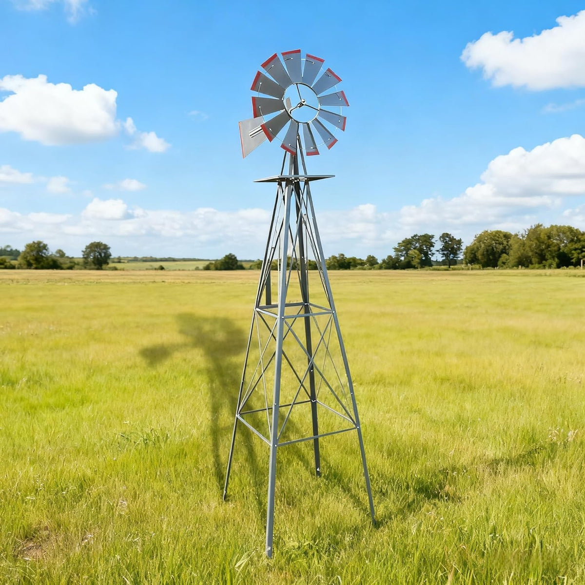 8FT Windmill for Yard Garden Decoration with Weather Vanes，Heavy Duty Outdoor Wind Mills, Large