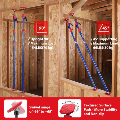 WORKPRO Cabinet Jack Support Pole, 54-114 Inches Steel Telescopic Quick Support Rod Adjustable 3rd