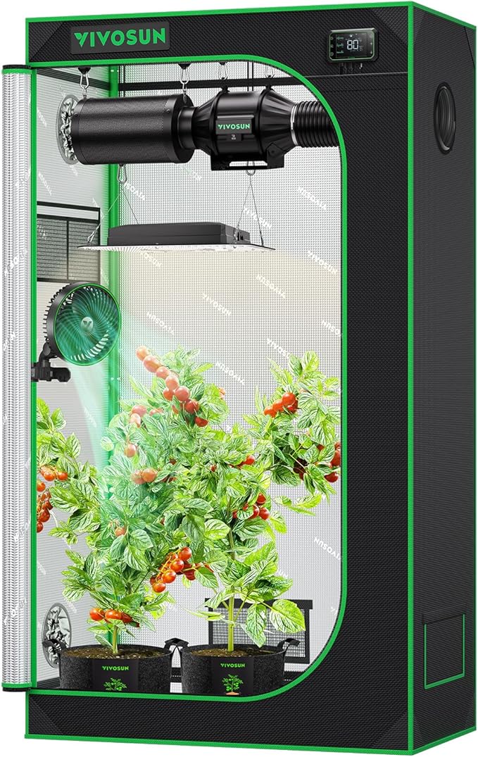 VIVOSUN S326 36"x20"x63" Grow Tent, High Reflective Mylar with Observation Window and Floor Tray