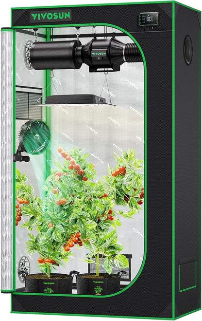 VIVOSUN S326 36"x20"x63" Grow Tent, High Reflective Mylar with Observation Window and Floor Tray