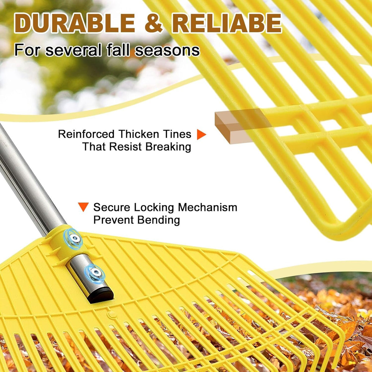 Garden Rake for Leaves - Extra Wide 18" Leaf Rake,Lightweight Long Handle for Women Seniors Kids