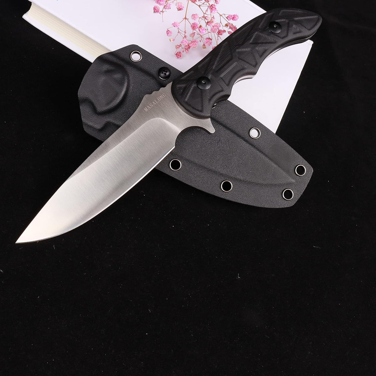 MASALONG Kni231 Full Tang Survival 9cr14mov Steel Knife With Belt Sheath For Bushcraft Camping