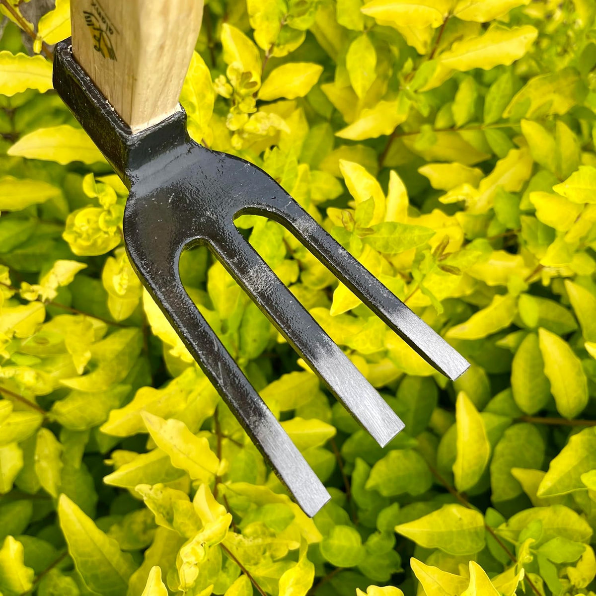 14 inch Japanese Hand Tiller/Rake for Garden, 3-tines Cultivator, Without Welding, Oak Handle, for