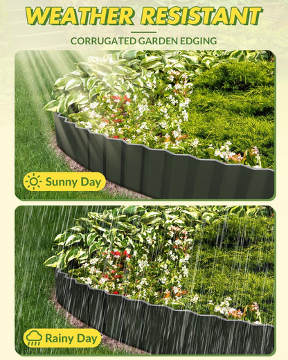Velway Corrugated Metal Garden Edging - 6" H x 40Ft Sturdy Landscape Edging Border for Lawn, Flower
