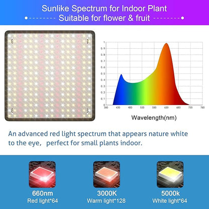 2 Pack LED Grow Light Panel 200W Lamp for Indoor Plants, Sun Like with White Blue Red UV IR LEDs