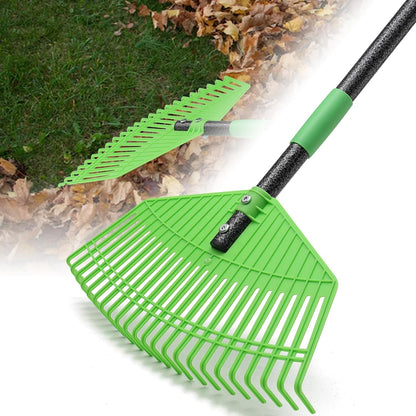 Plastic Rake for Leaves - Upgraded Anti-Break Nylon Head,75" Adjustable Leaf Rake,Gentle on