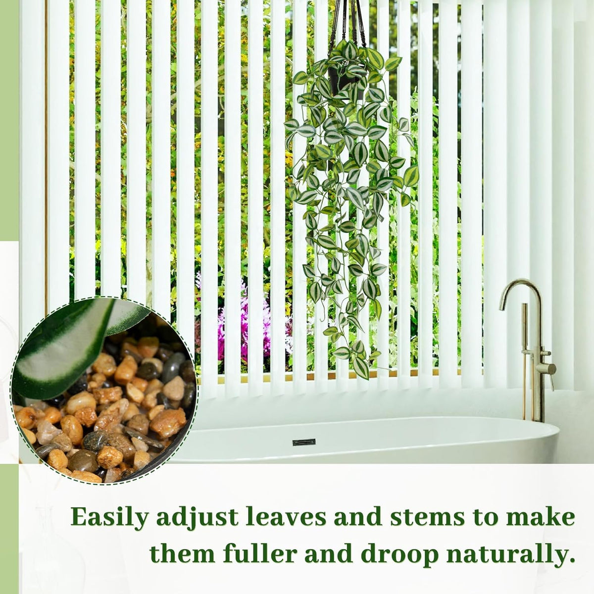 Artificial Plants Indoor Small Potted Hanging Vine plnat 39-in Long Fake Green Eyebrow Leaf Plant
