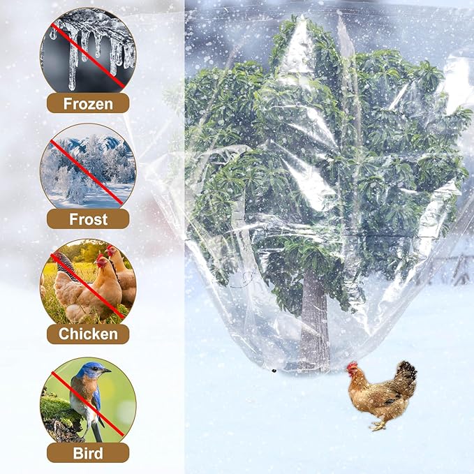 ANPHSIN 2 Pcs Extra Large Winter Plant Cover Freeze Protection - 71" x 83" Plastic Plant Frost Bags