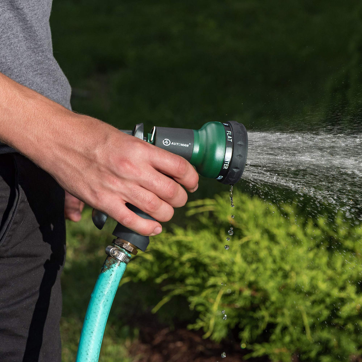 AUTOMAN-Garden-Hose-Nozzle, ABS Water Spray Nozzle with 7 Adjustable Watering Patterns, Slip