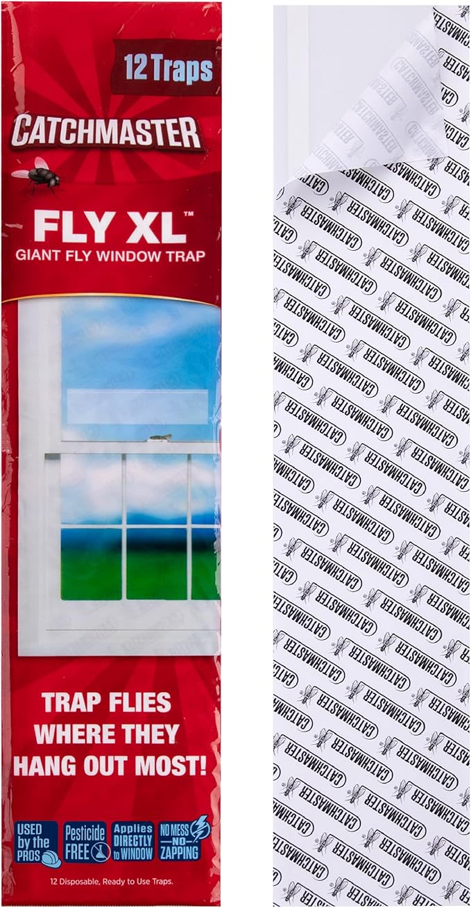 Catchmaster Window Fly Traps 12-Pack XL, Fruit Fly Traps for Indoors, Disposable Bulk Bug Catcher