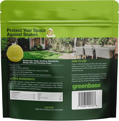 15 Pack Snake Repellent Balls for Yard – Natural Snake Away Repellent, Pet & Plant Safe, Indoor