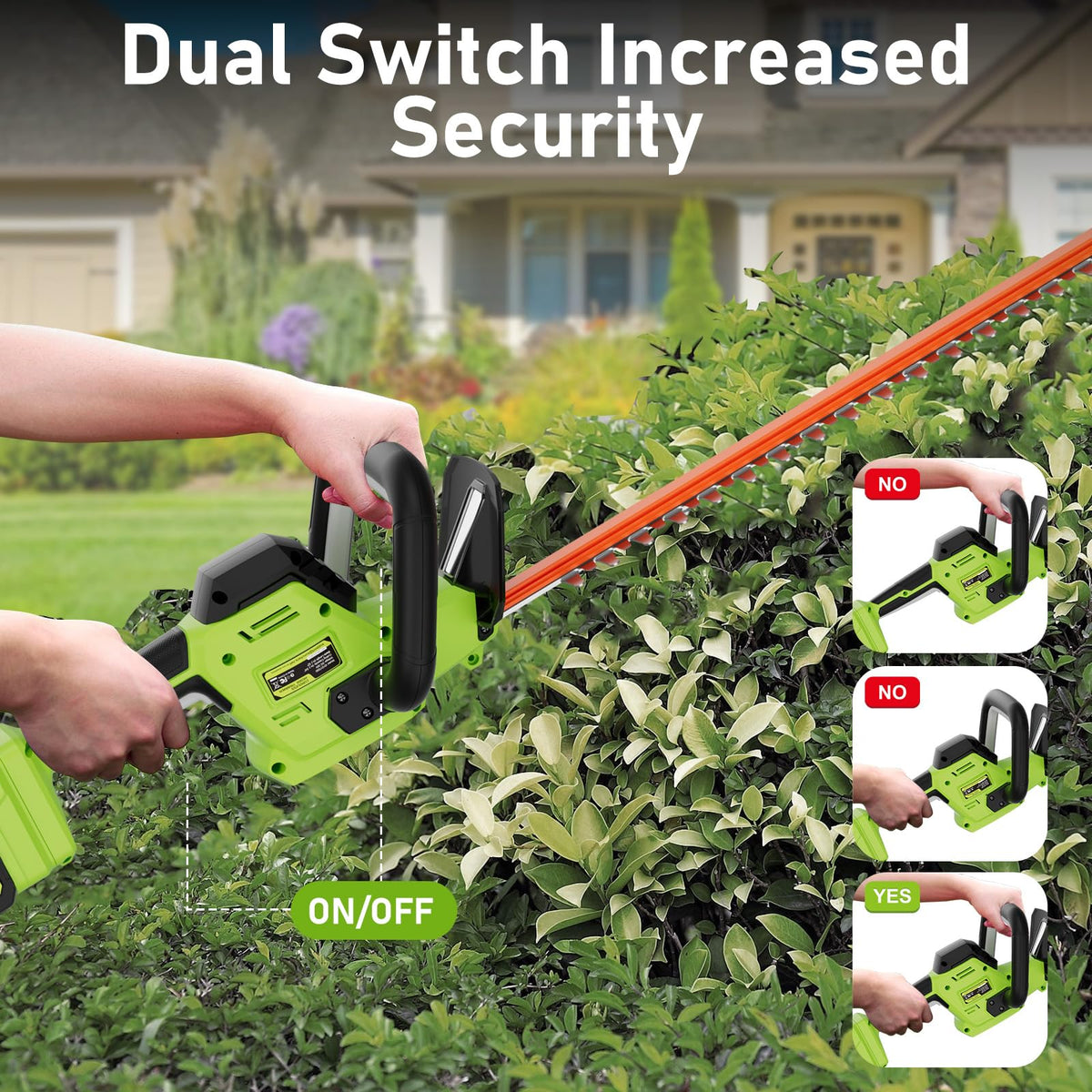 SUNCHERS 20V Max Hedge Trimmer Cordless, 22 Inch Tree Trimmer with 2 Batteries and Charger
