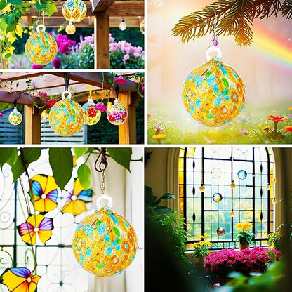 Hand Blown Glass Witch Ball,Glass Ornament Hanging Garden Gazing Ball Indoor Outdoor Home Décor. (5)