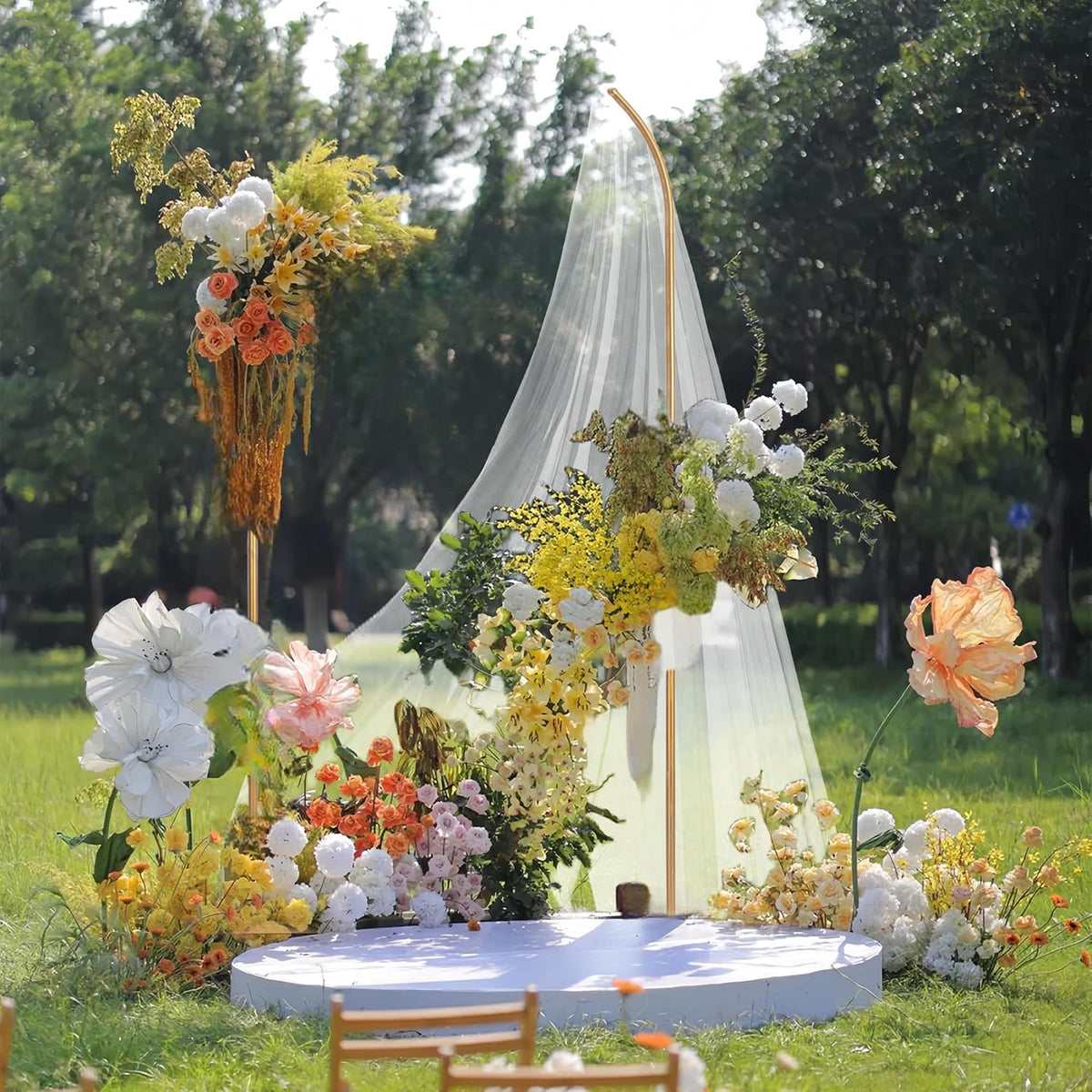 HPC Decor Set of 2 Wedding Arch Backdrop Stand, 8FT, 6.7FT Gold Metal Arch Backdrop Stand for