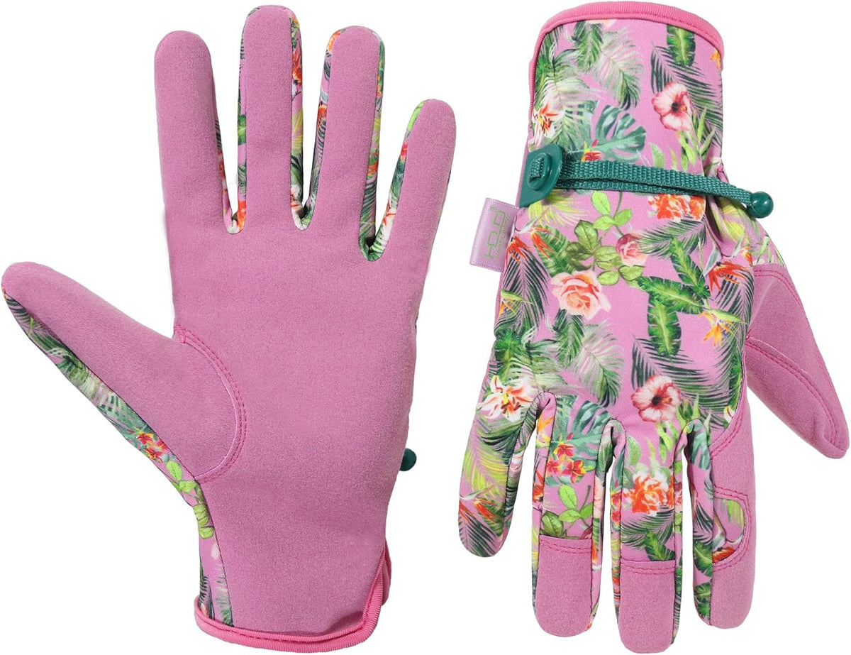 HANDLANDY Gardening Gloves for Women, Breathable Ladies Leather Garden Yard Gloves Best Gift for