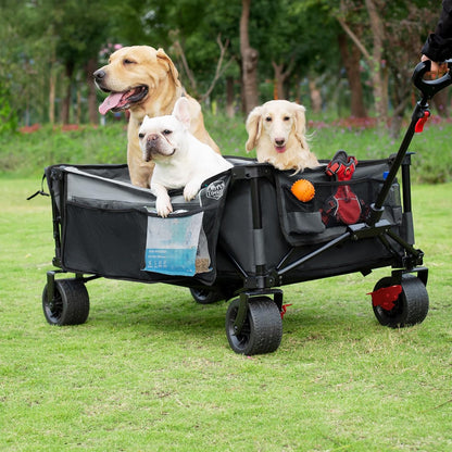 TIMBER RIDGE 600L Beast Wagon 26" W Extra Wide All Terrain Folding w/Big Wheels, Cargo Net &