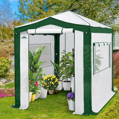 EAGLE PEAK 8x6 Portable Walk in Greenhouse with Polyester Reinforced Corners, Instant Pop Up Indoor