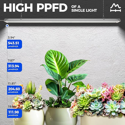 Barrina TX72 4FT Grow Light for Indoor Plants, 72W (500W Equivalent), High PPFD, 5000K Daylight