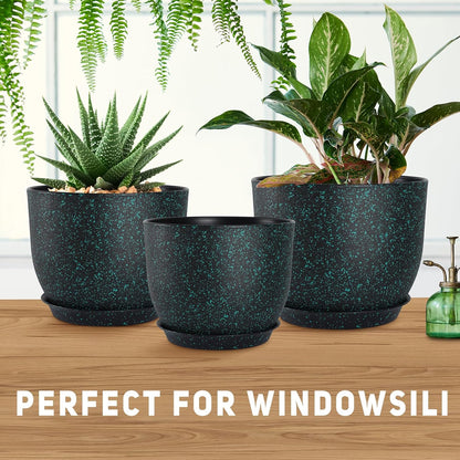 Plant Pots 10/9/8/7.5/7 inch Set of 5,Flower Pots with Multi Mesh Drainage Holes, Large Planters
