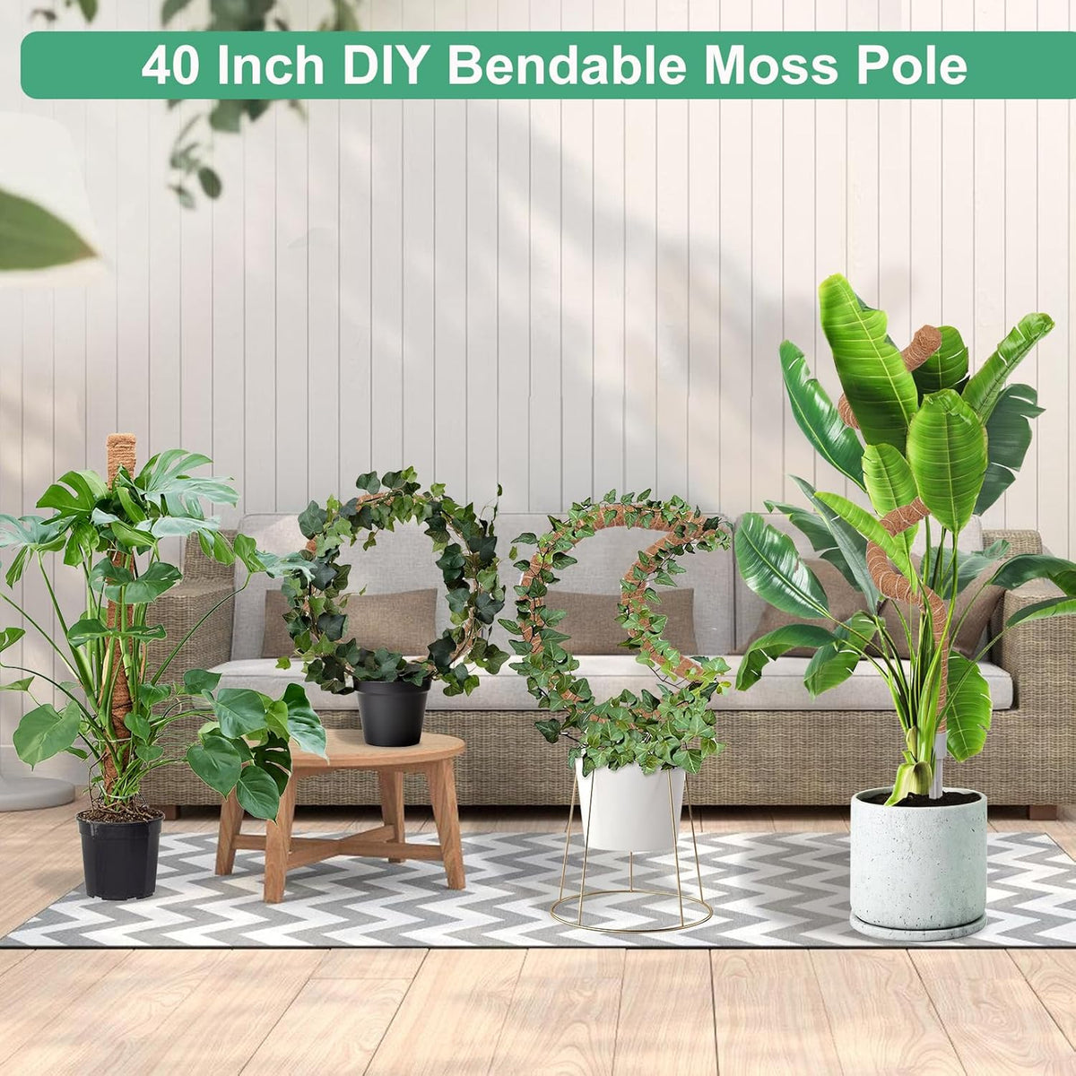 2 Pack Moss Pole, 40 Inch Monstera Plant Support, Moss Poles for Climbing Plants Indoor DIY, Coco