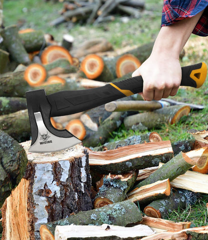 Splitting Axe, 15-inch Camping Hatchet, Chopping Axe 1065 High Manganese Steel and Ergonomic