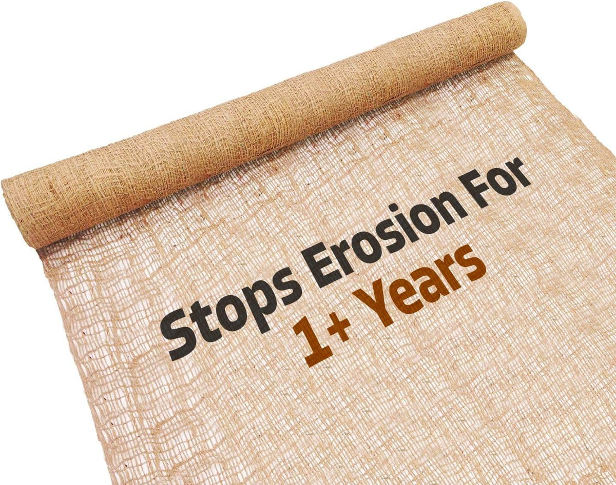 Sandbaggy Jute Netting Roll, 8 ft x 112ft - Biodegradable Erosion Control Blanket for Slopes, Hills