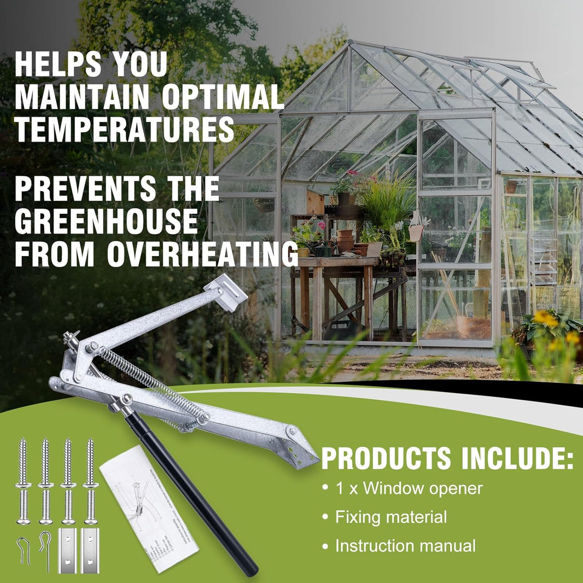 CHANGE MOORE Auto Vent Opener 1Pack Automatic Greenhouse Window Opener, Roof Vent Opener Auto Vent
