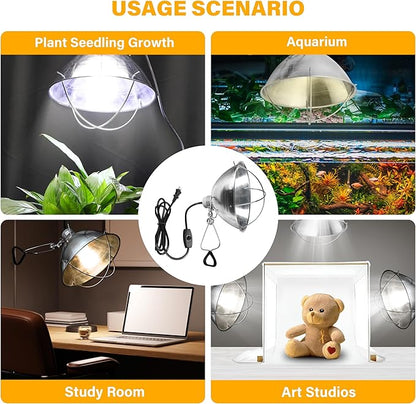 Simple Deluxe Clamp Lamp Light 10.5 Inch Adjustable Aluminum Reflector, Suit for E26 Socket Max 250