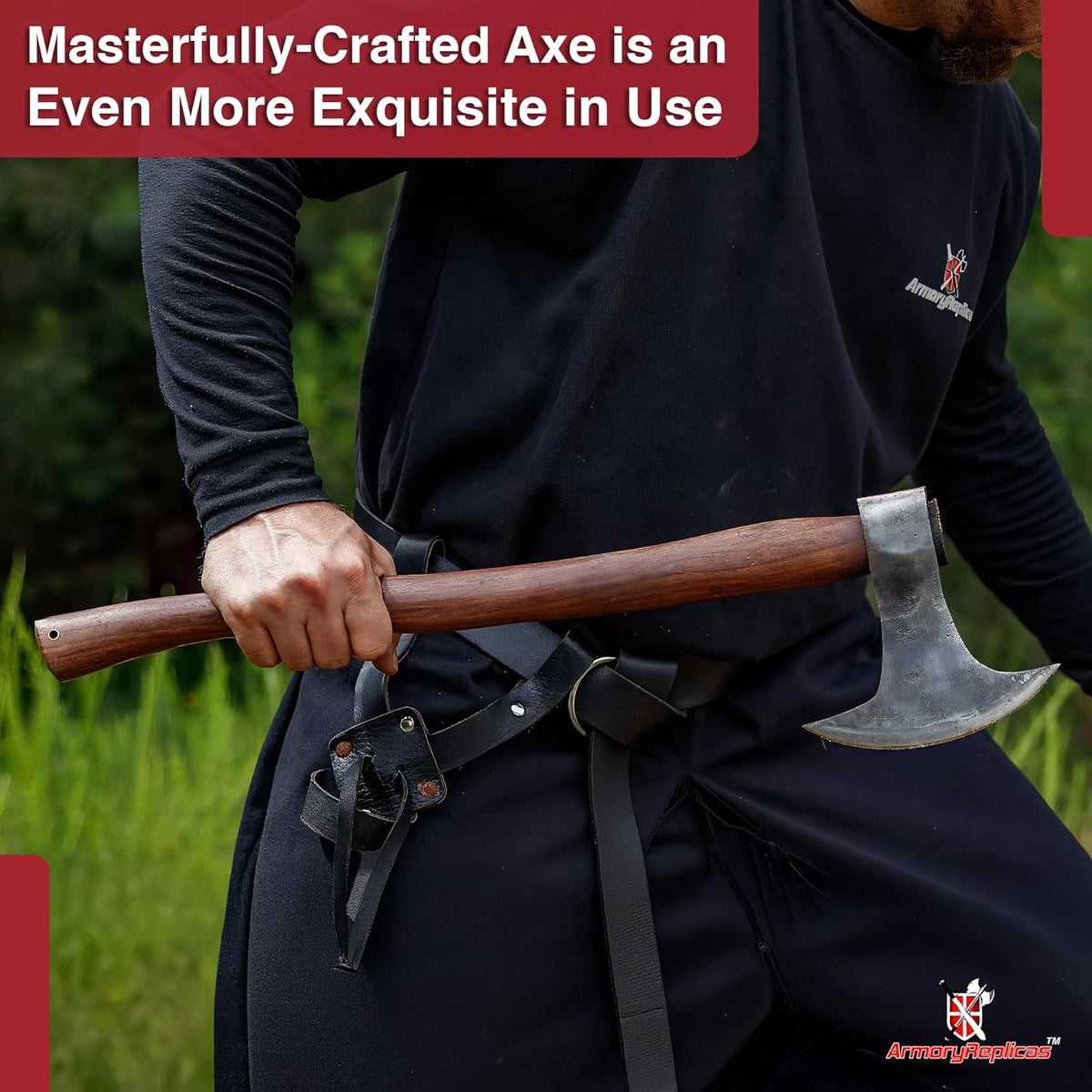 Armory Replicas™ 22-Inch Hand Forged Camping Axe with Rustic Dark Finish - Versatile Chopping Tool