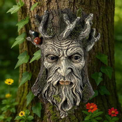 Blue Eye Mushroom Tree Face Sculpture, Funny Blue Eye Mushroom Old Man Tree Hugger Statue, Indoor &