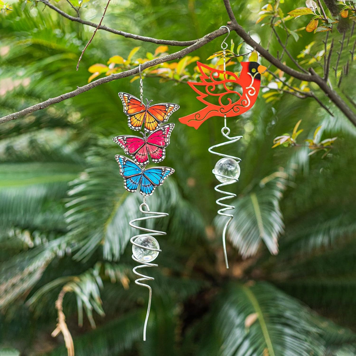 Topadorn 18" Cardinal Metal Wind Spinner - Outdoor Hanging Garden Decor for Yard & Patio