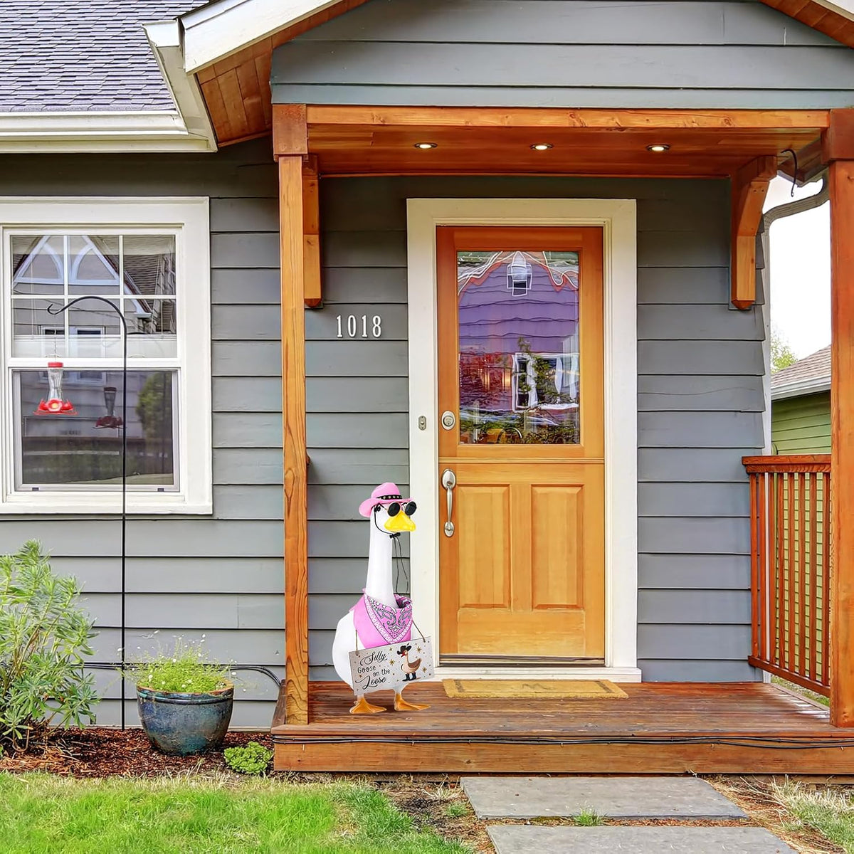 Western Cowboy Porch Goose Outfits, Lawn Cement Plastic Goose, Silly Goose on The Loose Wood Cowboy