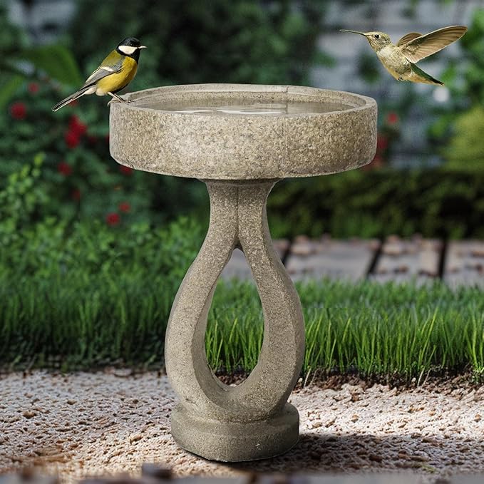 21.8" H Elegant Modern Bird Bath for Outsides Use - Sturdy Weather-Resistant Birdbath for Gardens